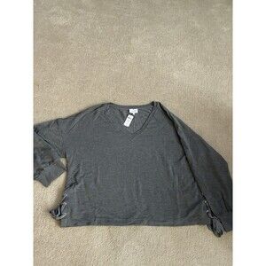 Soma XXL Weekend Womens Oversized Vneck Tunic Sweatshirt GRAY Long Sleeve NWT